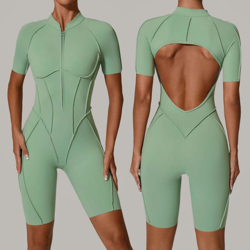 Pilates Yoga Clothes - Macacão Feminino Sem Costura com Zíper,