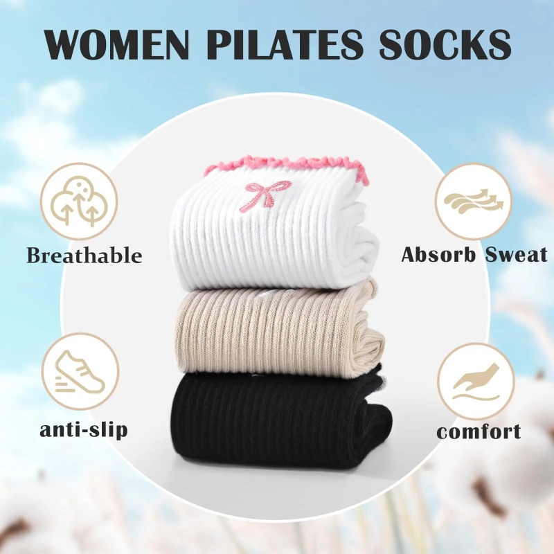 Fitness Yoga Pilates - Meias Profissionais para Yoga, Algodão com